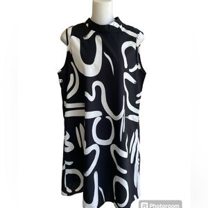 Sheath Dress Ladies Medium Black White Abstract Sleeveless Lightweight New